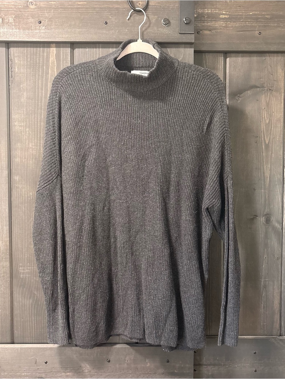 Women's sonoma Gray Ribbed Mock Neck Sweater large